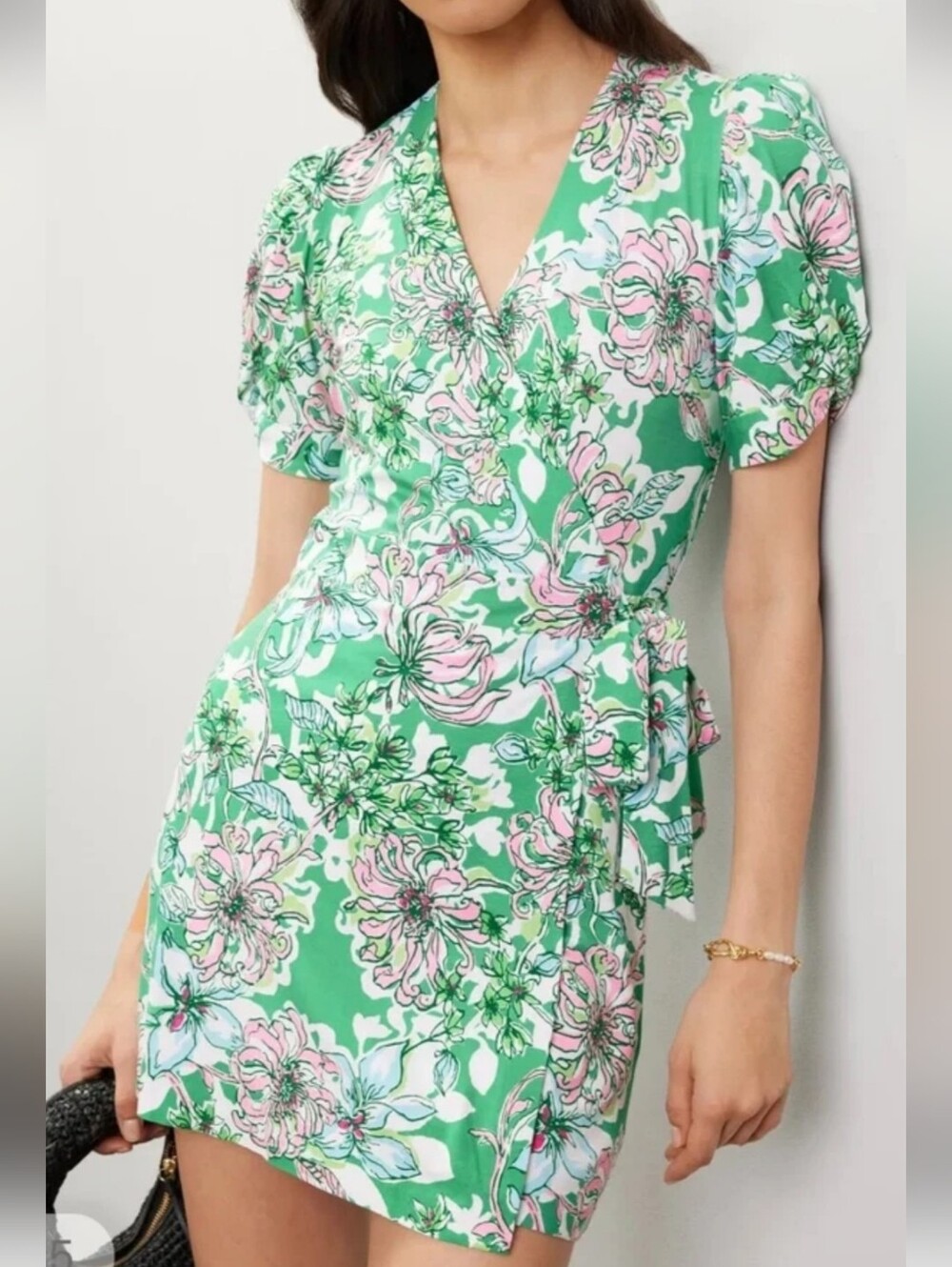 LILLY PULITZER SAILYNN SHORT SLEEVE ROMPER WRAP STYLE DRESS